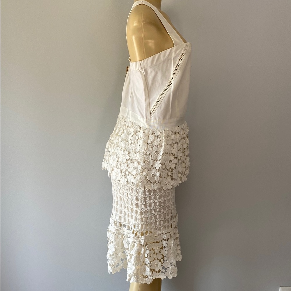 Boston Proper White Lace Tiered Dress Size 14 - Picture 5 of 7